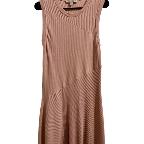 AllSaints Mauve Ribbed Asymmetrical Hem Midi Dress Size 10 - Picture 3 of 12